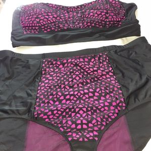 High waisted two piece bathing suit